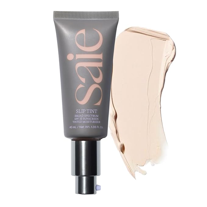 Saie Slip Tint Tinted Moisturizer with SPF 35 - Light Coverage, Glowy Skin Tint & Mineral Sunscreen for Face with Hydrating Hyaluronic Acid - Summer Makeup Essential - Shade One (1.35 oz)-Velvo Beauty