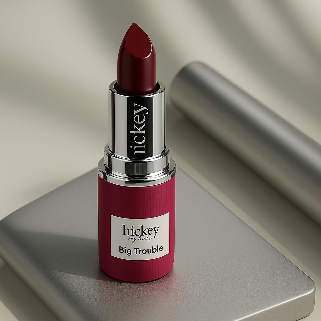 Hickey Lipstick Big Trouble Berry Wine Lipstick Refill - Hydrating & Moisturizing Shade, Lip Color for Women, Berry Lipstick Long Lasting, Gluten-Free & Vegan with Highly Pigmented-Velvo Beauty