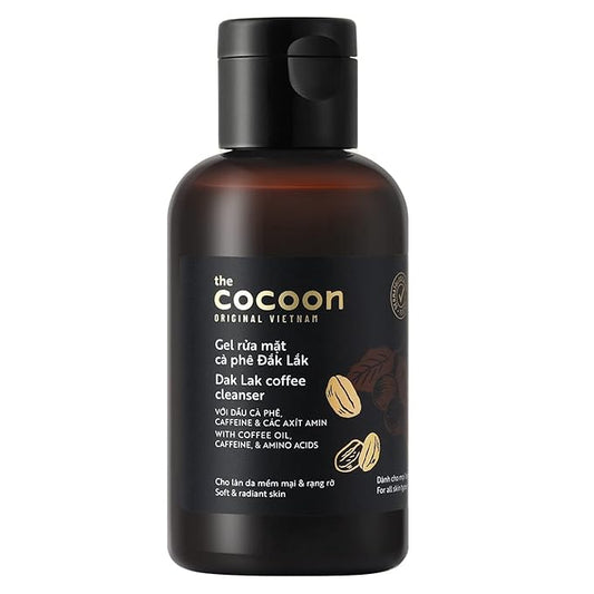 Cocoon Dak Lak Coffee Cleanser, Vegan Facial Cleanser Low PH, Daily Face Wash for All Skin Types, Gentle Makeup Remover, With Antioxidants for Glowing Skin & Less Visible Pores-Velvo Beauty