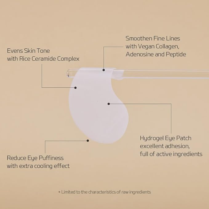 Firming Gel Eye Mask 60ea (30pairs) - Refreshing Hydrogel Eye Patch with Collagen, Peptide, Rice Ceramide, Lactobacillus Ferment for a Firm Eye Area, Reduces Fine Lines, Eye Bags, Puffy Eye-Velvo Beauty