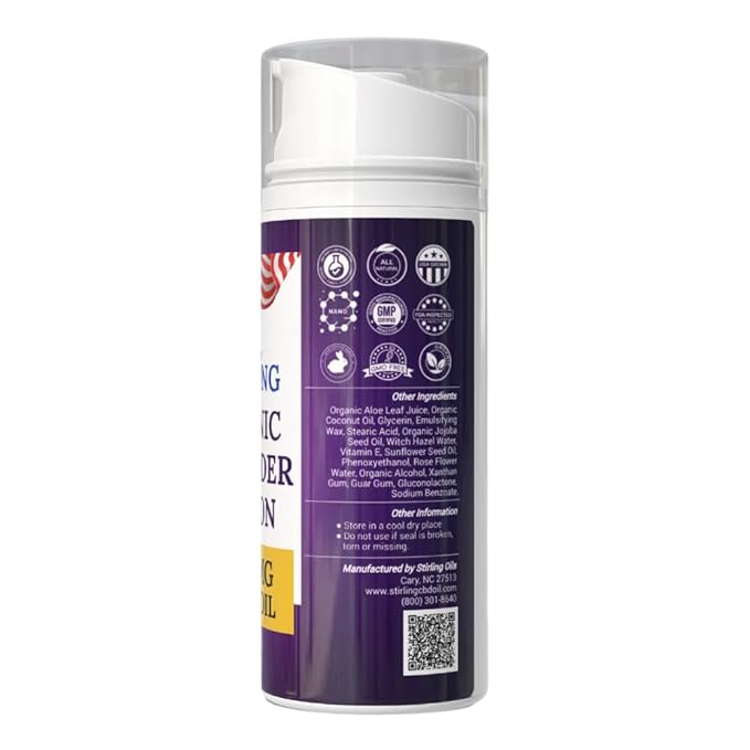 STIRLING Lavender Lotion – Organic Lavender with 2000mg Hemp Oil, Aloe Vera, and Vitamin E – Nourishing and Moisturizing Body Lotion for a Soft and Smooth Feel-Velvo Beauty