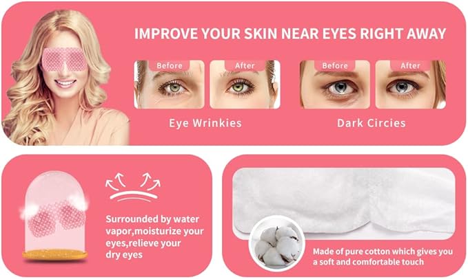 18 Packs Steam Eye Mask for Dry Eyes Dark Circles and Puffiness Tired Eyes, Disposable Self Heating Eye Mask for Stress Relief Relief Eye Fatigue-Velvo Beauty