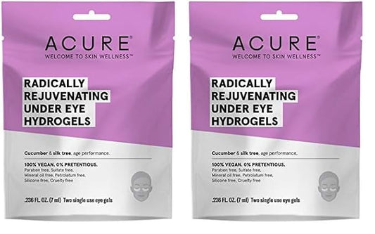 Acure Radically Rejuvenating Under Eye Hydrogel Mask, Provides Anti-Aging Support, & Silk Tree, Purple, Cucumber, 0.236 Fl Oz (Pack of 2)-Velvo Beauty
