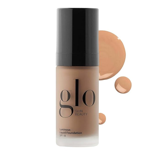 Glo Skin Beauty Luminous Liquid Mineral Foundation Makeup with SPF 18 (Café) - Improves Uneven Skin Tone, Smooths & Corrects Imperfections, Sheer to Medium Coverage, Dewy Finish-Velvo Beauty