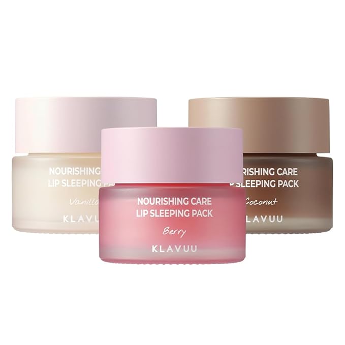 Klavuu Nourishing Care Lip Sleeping Pack(Vanila & Coconut & Berry)-Overnight Exfoliating & Nourishing Lip Treatment Balm for Dry Lips - Natural Moisturizing Lip Oil - Lip Balm to Repair-Velvo Beauty