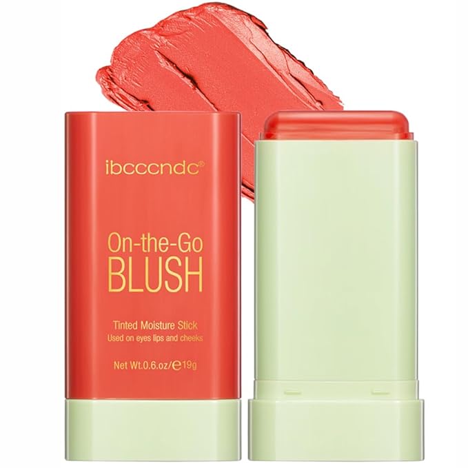 Blush Stick Matte Finish Waterproof Long Lasting Pink Red Cheek Lip Make-up Multi Lip Tint Stick Highlighter High Pigment Rouge Blush for Women Lady Daily Lip Cheek Make (3#coral orange)-Velvo Beauty