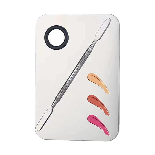 2 in 1 Makeup Mixing Palette Set with Spatula - Stainless Steel Foundation Accessories and Mixing Tools for Cosmetic, Nail Art, Lipstick-Velvo Beauty