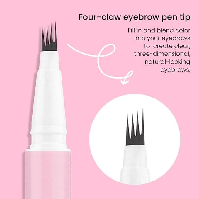 evpct 1Pcs Black Magic Microblading Eyebrow Contouring Pen Brow Pencil, with 4 Brush Micro-Fork-Tips Precise Applicator, with Dual-ended Eyebrow Brush, Hair Like Strokes, Natural Looking Brows-Velvo Beauty