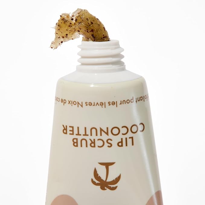 Lanolips Lip Scrub - Natural Lip Exfoliator Made with Lanolin, Vitamin E & Finely Ground Coconut Shells - Gentle Sugar Scrub for Healthy, Soft Lips - Coconutter (.35 oz)-Velvo Beauty