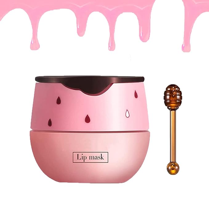 Strawberry Lip Sleeping Mask,Plumping Lip Hydrating Bee Lip Balm Honey Pot Propolis Moisturizing Lip Balm With Stick,Lip Exfoliating Bee Lip Balm Sleeping Lip Mask-Velvo Beauty