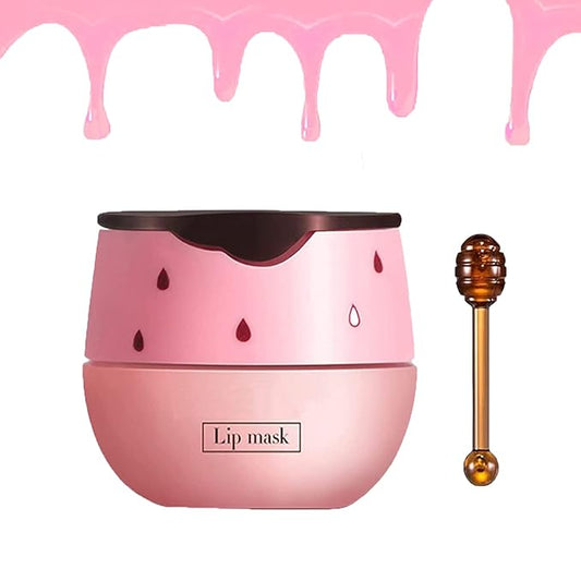 Strawberry Lip Sleeping Mask,Plumping Lip Hydrating Bee Lip Balm Honey Pot Propolis Moisturizing Lip Balm With Stick,Lip Exfoliating Bee Lip Balm Sleeping Lip Mask-Velvo Beauty