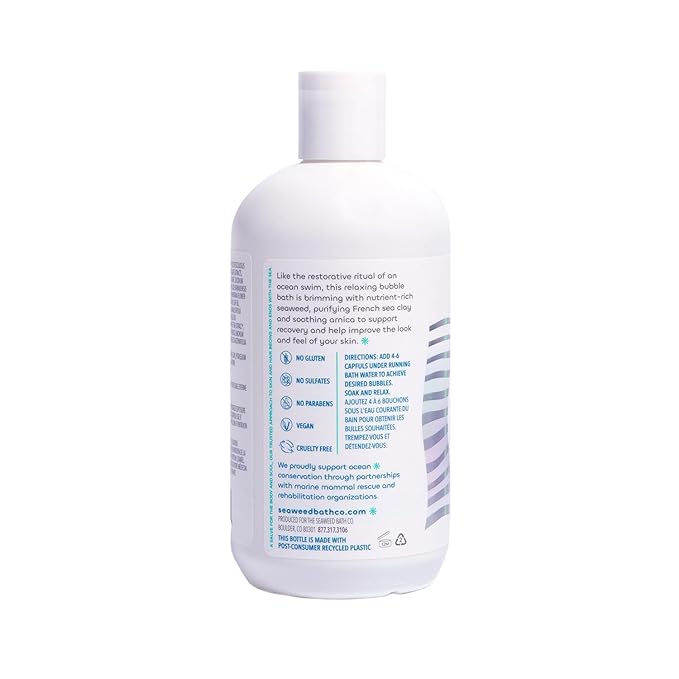 Seaweed Bath Co. Bubbling Muscle Soak, Tea Tree Lavender Scent, 12 Ounce, Sustainably Harvested Seaweed, French Sea Clay, Arnica-Velvo Beauty