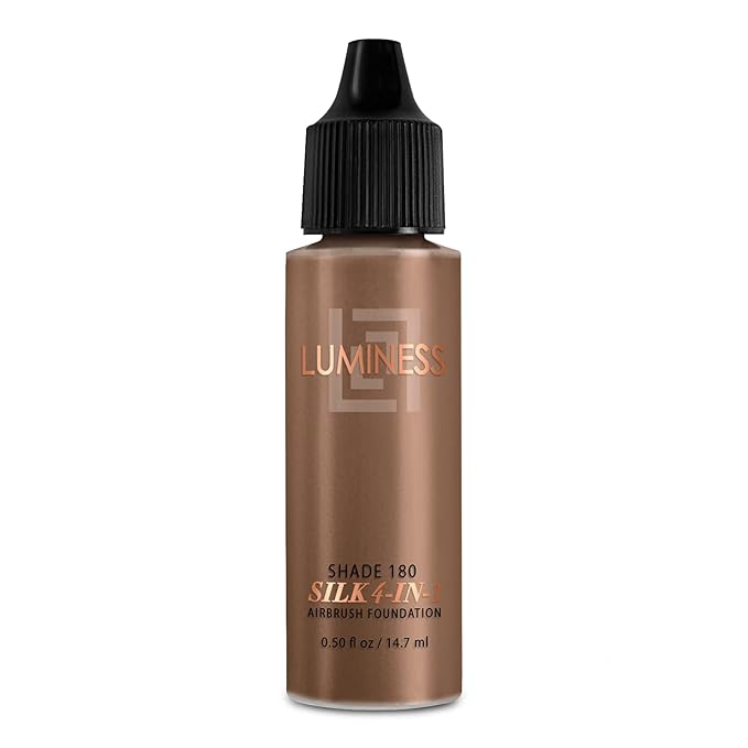 Luminess Air Silk 4-In-1 Airbrush Foundation- Foundation, Shade 180 (.5 Fl Oz) - Sheer to Medium Coverage - Anti-Aging Formula Hydrates and Moisturizes - Professional Makeup Kit for Cordless Air Brush-Velvo Beauty