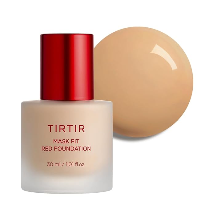 TIRTIR Mask Fit Red FoundationㅣLong Lasting Flawless Coverage, Energy Essence, Lightweight, Hydrating, Pore-Blurring, Breathable Satin Finish, Makeup, Radiant Skin, #27N Camel, 1.01 Fl Oz-Velvo Beauty