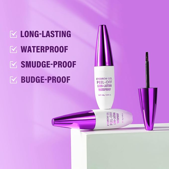2Pcs Peel Off Eyebrow Tint Gel - Waterproof & Sweatproof All-Day Wear, Transfer-Resistant Tattoo Effect, All Skin Types + Mother’s Day Gift Set, 04#Gray Brown-Velvo Beauty