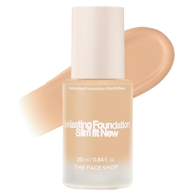 THE FACE SHOP Ink Lasting Liquid Foundation, Full Coverage, 72‑Hour Wear Semi‑Matte Finish, Makeup with Bakuchiol, N210 Neutral Sand, 0.84 Fl. Oz.-Velvo Beauty