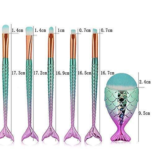 Funfunman Makeup Brushes 11PCS Make Up Foundation Eyebrow Eyeliner Blush Cosmetic Concealer Brushes(Mermaid Colorful)-Velvo Beauty