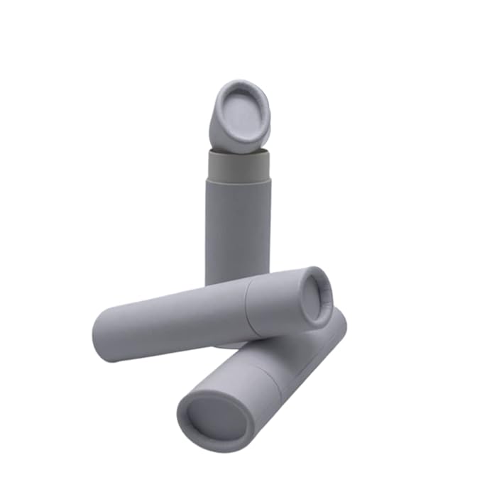 GreenWay 0.5oz / 15g Kraft Paperboard Lip Balm Tubes with Lids - 12 Pack Lip Gloss Tubes Refillable DIY Cosmetic Containers – Oval Shaped Lip Balm Containers Empty Holder Tubes - White-Velvo Beauty