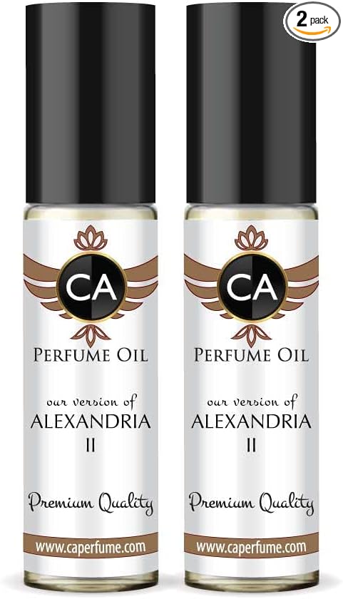 CA Perfume Impression of Alexandria II For Women & Men Replica Fragrance Body Oil Dupes Alcohol-Free Essential Aromatherapy Sample Travel Size Concentrated Long Lasting Attar Roll-On 0.3 Fl Oz-X2-Velvo Beauty