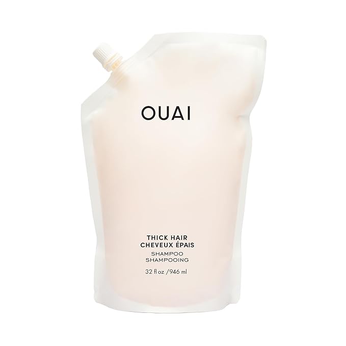 OUAI Thick Shampoo Refill - Moisturizing Shampoo with Keratin, Marshmallow Root, Shea Butter & Avocado Oil for Thick Hair - Strengthens & Hydrates - Paraben, Phthalate & Sulfate Free (32 Fl Oz)-Velvo Beauty