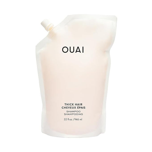 OUAI Thick Shampoo Refill - Moisturizing Shampoo with Keratin, Marshmallow Root, Shea Butter & Avocado Oil for Thick Hair - Strengthens & Hydrates - Paraben, Phthalate & Sulfate Free (32 Fl Oz)-Velvo Beauty