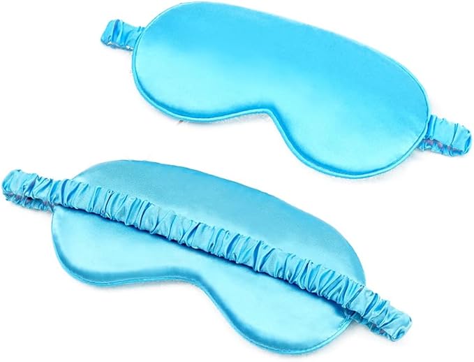 100% Natural Mulberry Soft Silk Sleep Mask, Light Blocking Eye Masks for Sleep, Night Blindfold Eye Mask Cover for Men and Women, Sleeping Night Mask for Travel (Blue)-Velvo Beauty