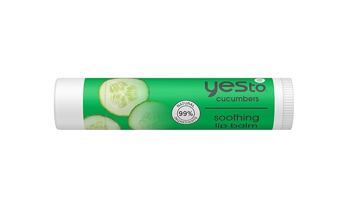 Yes To Cucumber Soothing Lip Balm, Hydrating Non-Sticky Salve That Calms Dry Cracked Lips, Locks In Moisture & Glides On Smoothly, With Aloe Vera & Castor Oil, Natural & Cruelty Free, 0.15 Oz, 3-Pack-Velvo Beauty