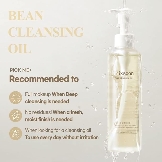 mixsoon Bean Cleansing Oil 6.59 fl oz / 195ml Lightweight Oil Cleanser Make up Remover for daily skin care routine Korean Glass Skin Care-Velvo Beauty