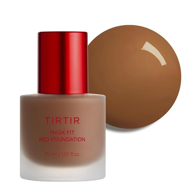 TIRTIR Mask Fit Red FoundationㅣLong Lasting Flawless Coverage, Energy Essence, Lightweight, Hydrating, Pore-Blurring, Breathable Satin Finish, Makeup, Radiant Skin, #43N Deep Cocoa, 1.01 Fl Oz-Velvo Beauty