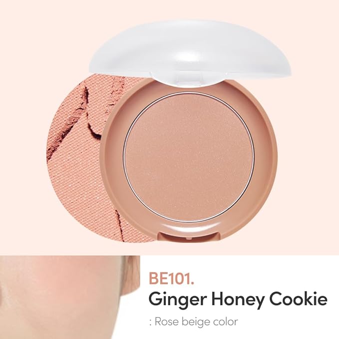 ETUDE Lovely Cookie Blusher #BE101 Ginger Honey Cookie 4g | Glowing & Natural Powder Blush with Long-Lasting Sebum Control | Easy Application | Puffy Cushion for a Lovely Makeup Look-Velvo Beauty