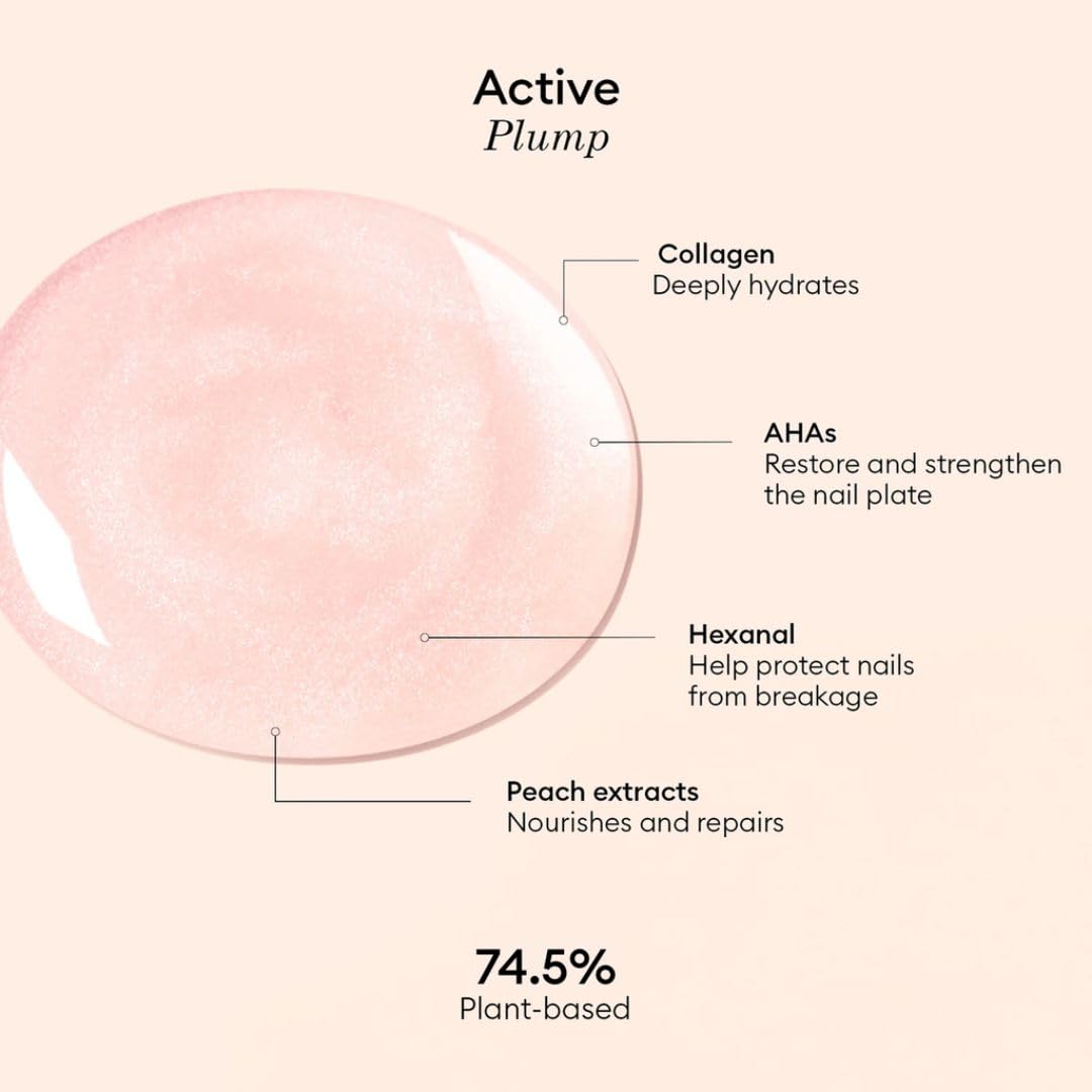 Manucurist Active Plump Nail Polish & Care - Collagen & Peach Extract - No Lamp - Nail Hydrator with Ultra-Glossy Baby Rose Shimmer for Instant Plumping Effect - Nail Volumizer - Vegan & Plant-Based-Velvo Beauty