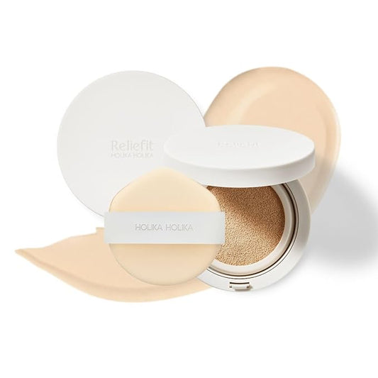 Holika Holika Reliefit CICA Clear Cushion 01 Pure Vanilla 14g, 0.49oz / 1Set + 1 Refill/Vegan Cushion Foundation-Velvo Beauty