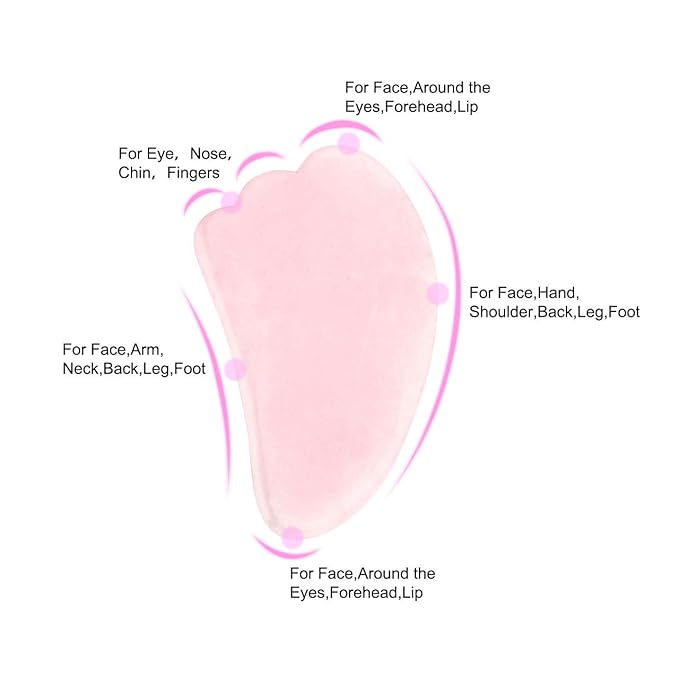 Jovivi Natural Rose Quartz Stone Gua Sha Scraping Massage Tool, Wing-shape Healing Crystal Guasha Board Facial Massager Traditional Scraper Tool-Velvo Beauty