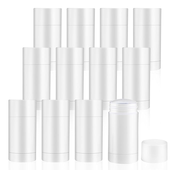 12 Pieces 15g White Plastic Deodorant Containers,Empty 1/2 oz Travel Lip Balm Tubes,Refillable Twist-UP Solid Perfume Tubes,Lipstick Tubes for DIY-Velvo Beauty