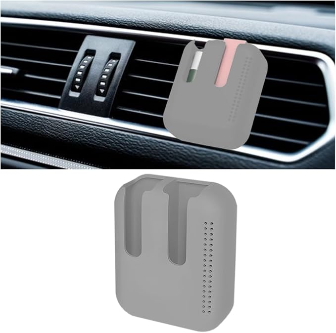 Holder for Car Air Vent, Upright Washable Lip Balm Protector for Women Girls, Auto Interior Space Saving Accessories, Universal for Vehicle, Truck and More（Gray）-Velvo Beauty