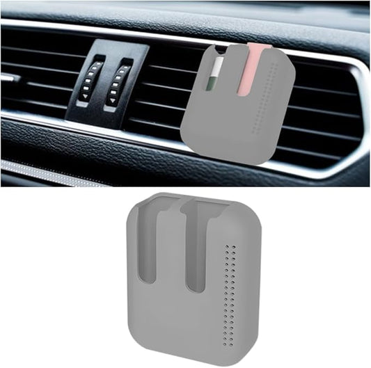 Holder for Car Air Vent, Upright Washable Lip Balm Protector for Women Girls, Auto Interior Space Saving Accessories, Universal for Vehicle, Truck and More（Gray）-Velvo Beauty