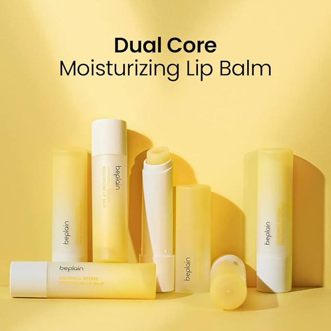 beplain Chamomile Intense Moisturizing Lip balm (0.13oz, 3.6g) | Dual core Lip moisturizer for dry, cracked, sensitive lips | Natural Daily Lip Care-Velvo Beauty