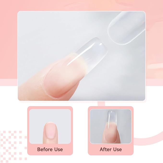 JEWHITENY Poly Extension Gel Nail Set Clear Pink Poly Nail Gel With Slip Solution Base Coat Top Coat French Manicure Need U V Lamp Curing for Finger Art and Home DIY-Velvo Beauty