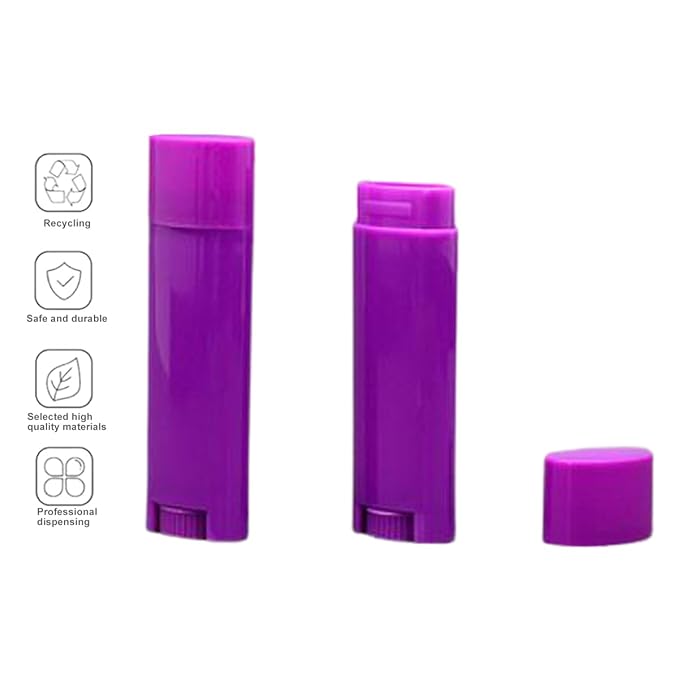 5ml 50Pcs Empty Oval Deodorant Lip balm Tubes Containers Twist-up Refillable Containers for Lipstick,Chapstick,Homemade Lip balm,DIY Deodorants(Purple)-Velvo Beauty