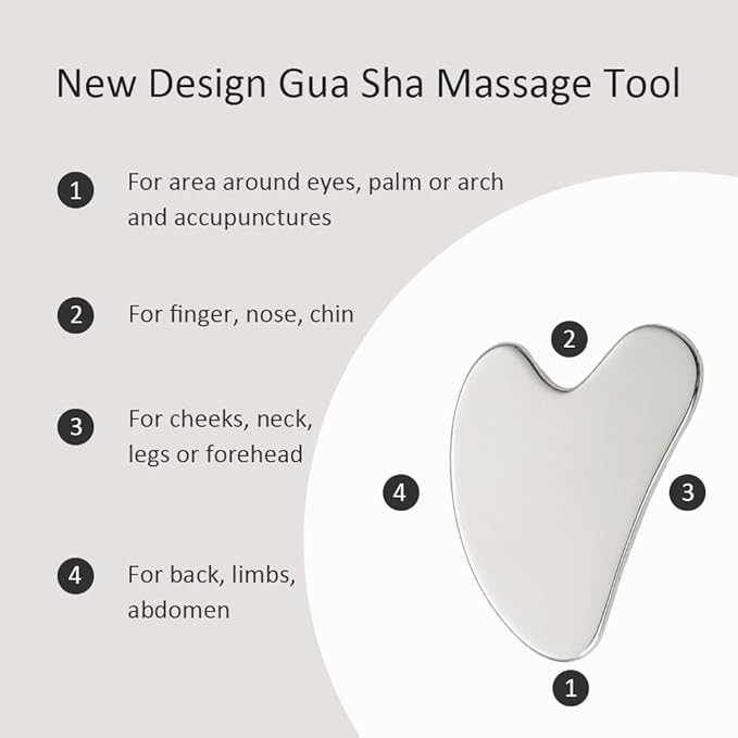 Yeamon Gua Sha Facial Tools and Face Roller Set, Facial Massage Tool for Women’s Skincare Routine,Cooling Stainless Steel Face Sculpting Eyes Roller Guasha for Daily Use or Self-Care Gift for Women-Velvo Beauty