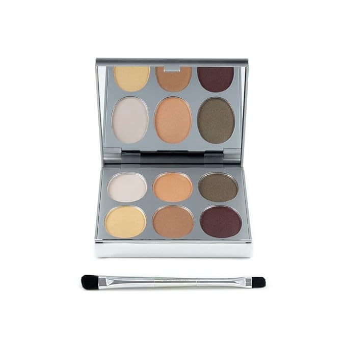 Jerome Alexander New Again Eyeshadow Palette & Brush, 6 Buildable & Blendable Micronized Powder Shades (Always Works)-Velvo Beauty