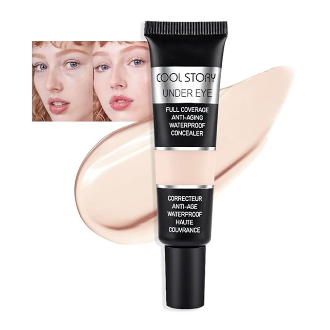 Kaely under Eye Concealer Full Coverage,Waterproof Concealer for Dark Circles,Puffiness,Redness,Cream Foundation Eye Brightener Serum,Color corrector de ojeras,Anti Aging,Natural Matte Finish,light C-Velvo Beauty