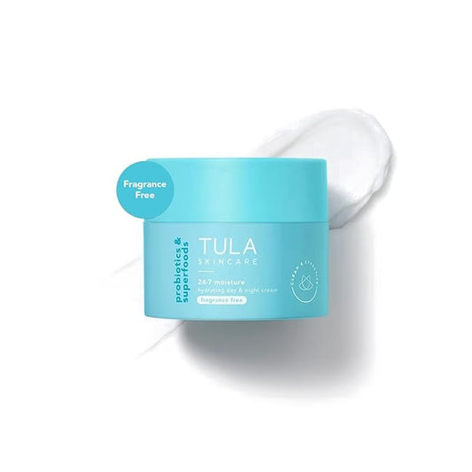 TULA Skin Care 24-7 Hydrating Day & Night Cream Fragrance Free - Nourishing Moisturizer for Face, Maintain Skin Balance & Improve Skin Smoothness, Contains Watermelon & Apple Extract, 1.5 oz.-Velvo Beauty