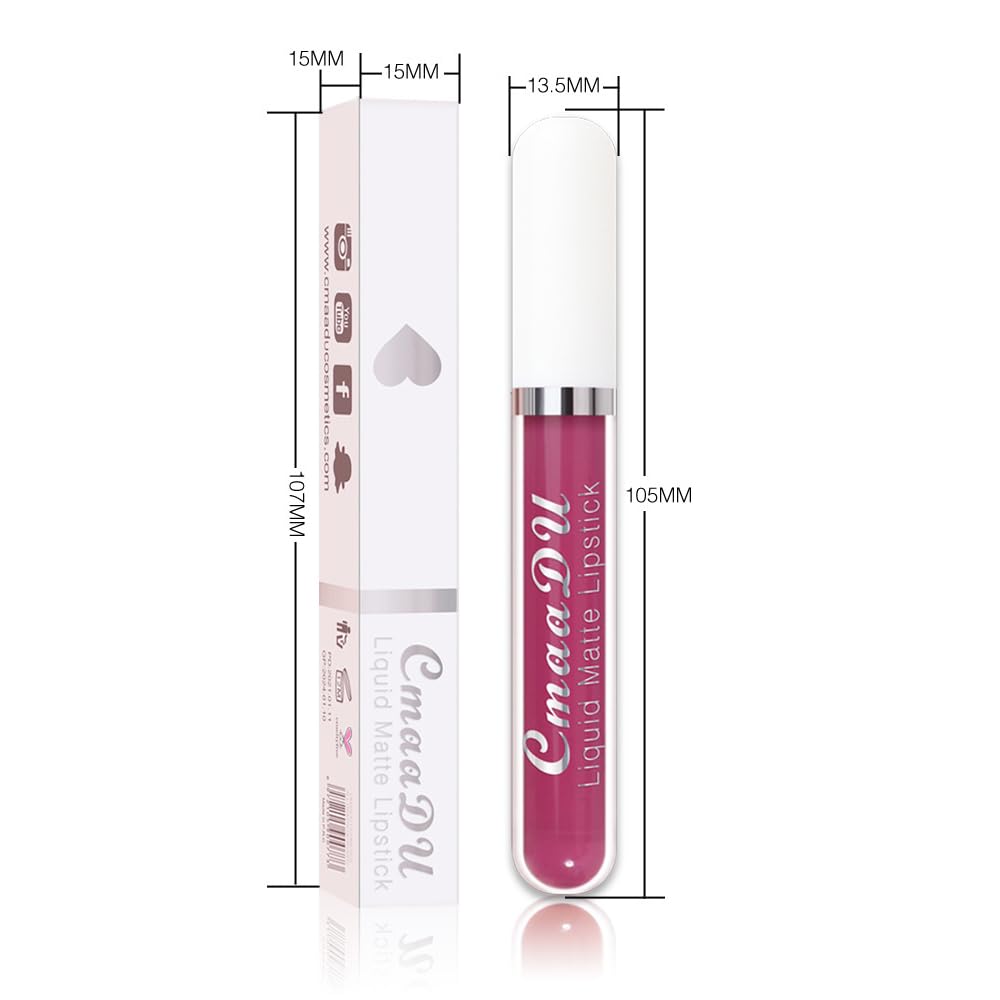 evpct 1Pcs Violet Pink Liquid Matte Lipstick Lipgloss Set for Women, labiales mate 24 horas originales matte larga duracion 24 Hour Lipstick Lip Stains Long Lasting Waterproof 24, 10#-Velvo Beauty