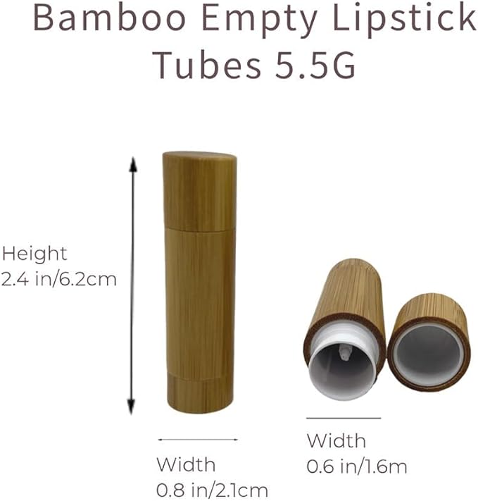 Bamboo Empty Lip Balm Containers 5.5g 6 Pack,Refillable DIY Lip Balm Tube Containers with Clear PP Plastic Inner,Lip Gloss Tubes Chapstick Holder for DIY Cosmetic Samples Deodorant-Velvo Beauty