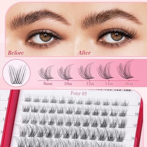 Lash Clusters Kit 432pcs Wispy Lashes Clusters Lash Clusters Clear Band Eyelash Clusters Natural Look Lash Extension Kit Invisible Band Lashes 0.07D-Velvo Beauty