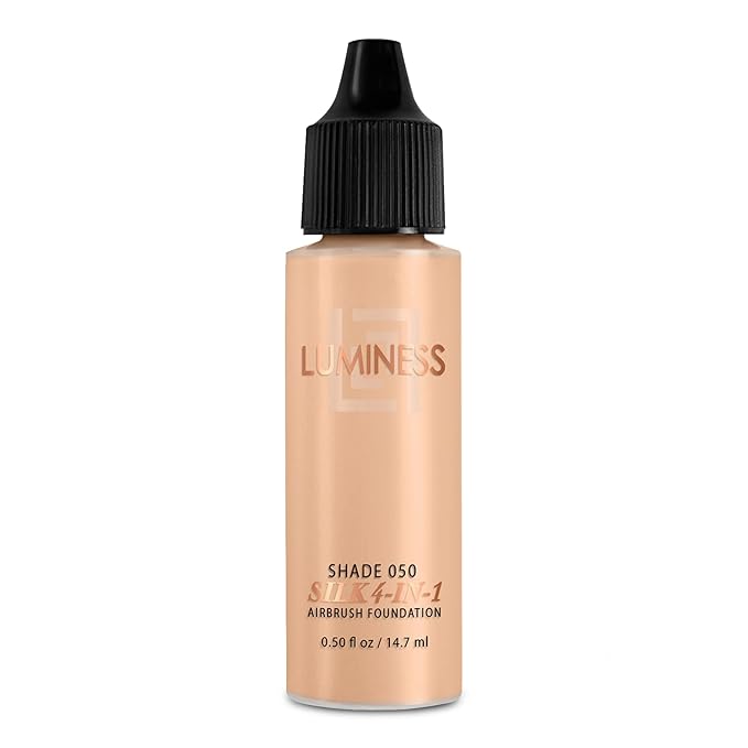 Luminess Air Silk4-In-1 Airbrush Foundation- Foundation, Shade 050 (.5 Fl Oz) - Sheer to MediumCoverage - Anti-Aging Formula Hydrates and Moisturizes - Professional Makeup Kit for Cordless Air Brush-Velvo Beauty