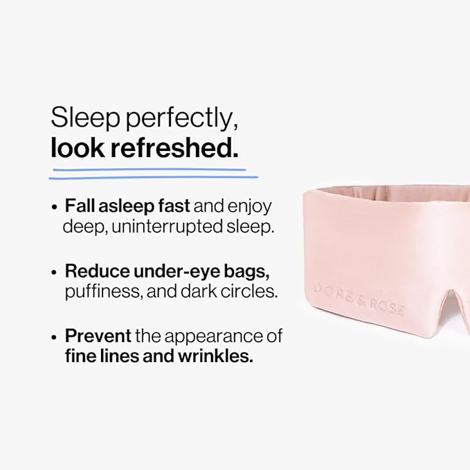 Dore & Rose Deep Sleep Mask Light Blocking, 23 Momme Mulberry Silk Eye Mask, Ultra Soft, Adjustable - Travel Sleeping Mask for Men & Women - Pink-Velvo Beauty