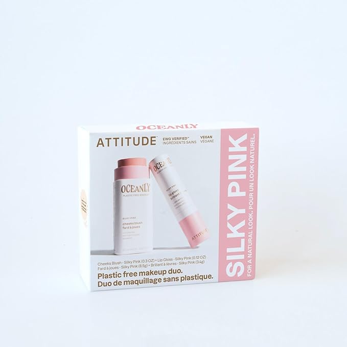 ATTITUDE Silky Pink Makeup Duo Box Set, EWG Verified, Titanium Dioxide-Free, Plastic-free, Plant and Mineral-Based, Vegan Beauty Products, Set of 2 Makeup Sticks-Velvo Beauty