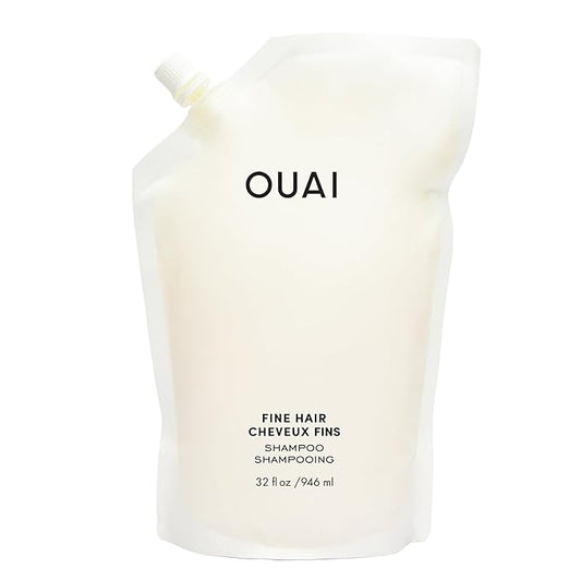 OUAI Fine Shampoo Refill - Volumizing Shampoo with Strengthening Keratin, Biotin & Chia Seed Oil for Fine Hair - Delivers Weightless Body - Paraben, Phthalate & Sulfate Free Hair Care (32 Fl Oz)-Velvo Beauty